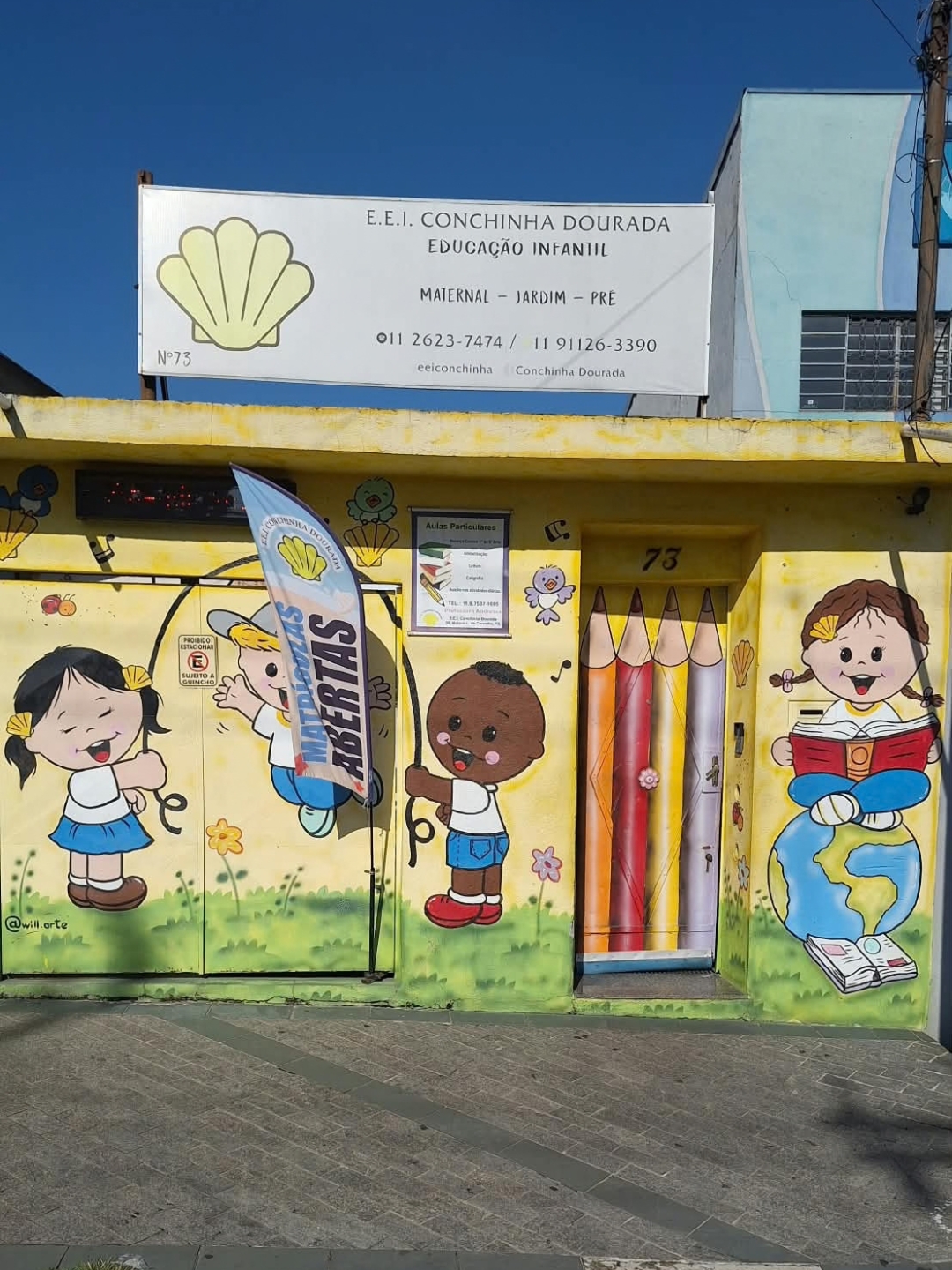 Fachada da Escola Infantil Conchinha Dourada
